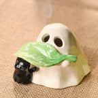 Handgemachte Keramik Geisterfamilie Kerzenhalter Halloween Weihrauch Brenner Aromatherapie Diffuser Teelichthalter 3er Set