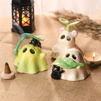 Handgemachte Keramik Geisterfamilie Kerzenhalter Halloween Weihrauch Brenner Aromatherapie Diffuser Teelichthalter 3er Set