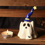 Handgefertigter Zaubererhut Geist Räucherstäbchenhalter Kerzenhalter Teelichthalter Halloween Dekoration Miniatur Keramik