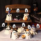 Handbemalt Geister Familie Keramik Kerzenhalter Set - Handgemachte Sammlung, Weihrauch-Brenner, Halloween Geschenk Aromatherapie Diffusor