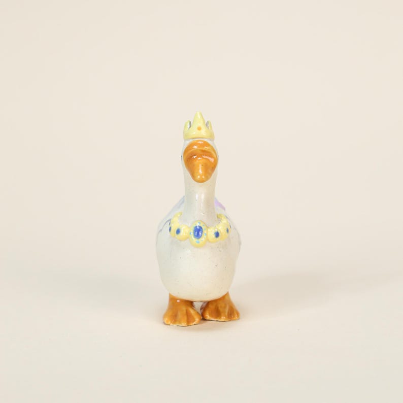 Handgefertigter Keramik Gans Kuchendeckel Kerzenhalter mit Krone