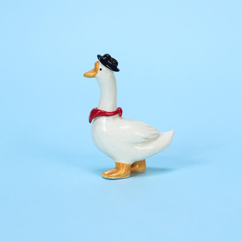 Handgemachte Keramik Gans Kuchen Topper mit Kerzenhalter - Niedliche Tierfigur für Geburtstagsparty Dekoration