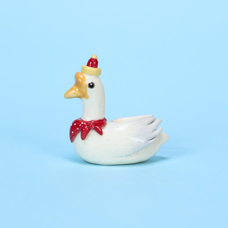 Handgefertigte Keramik Gans Geburtstag Hut Kuchen Topper Kerzenhalter Tischdeko Cottagecore Sammlerstück