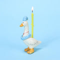 Handgemachte blaue Schlafmütze Gänse Kuchen Topper Keramik Geburtstag Kerzenhalter Tier Figur Party Dekoration