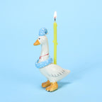 Handgemachte blaue Schlafmütze Gänse Kuchen Topper Keramik Geburtstag Kerzenhalter Tier Figur Party Dekoration