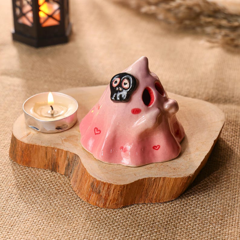 Keramik Geist Räucherstäbchen Halter Handgemachte Miniatur Halloween Teelichthalter