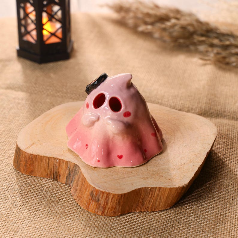 Keramik Geist Räucherstäbchen Halter Handgemachte Miniatur Halloween Teelichthalter