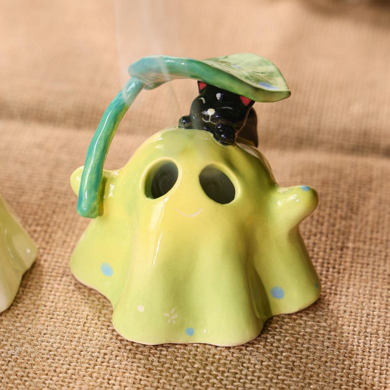 Handgemachte Keramik Geisterfamilie Kerzenhalter Halloween Weihrauch Brenner Aromatherapie Diffuser Teelichthalter 3er Set