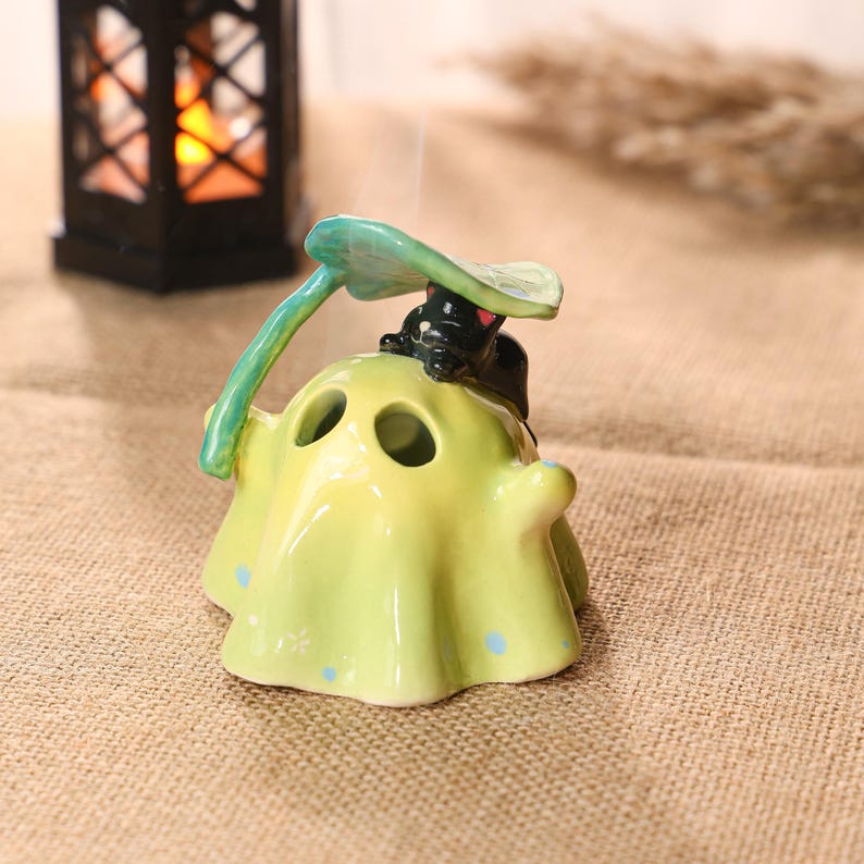 Handgemachte Keramik Geisterfamilie Kerzenhalter Halloween Weihrauch Brenner Aromatherapie Diffuser Teelichthalter 3er Set