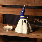 Handgefertigter Zaubererhut Geist Räucherstäbchenhalter Kerzenhalter Teelichthalter Halloween Dekoration Miniatur Keramik