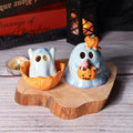 Keramik Kürbis Geist Räuchergefäß Kerzenhalter Halloween Tischdekoration Handgemacht Blau 2er-Set