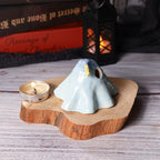 Handgefertigter Keramik Geist Räucherstäbchen Halter Blau Zaubererhut Halloween Tischdekoration Teelichthalter