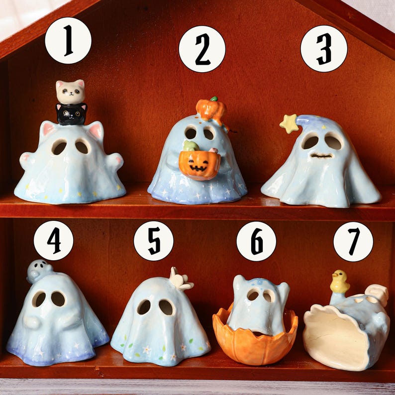 Handgefertigter Keramik Kürbis Geist Weihrauch Brenner Kerzenhalter Halloween Tischdekoration