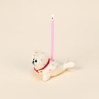 Handgefertigter Keramik-Siegel Kerzenhalter Kuchenstecker Geburtstag Regenmantel Tierskulptur Sammlerstück