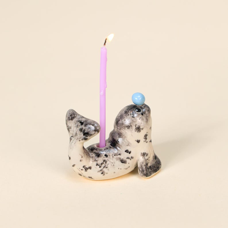 Keramik Robbe Regenmantel Kerzenhalter Cake Topper Handbemalt Dekorativ Party Dekoration