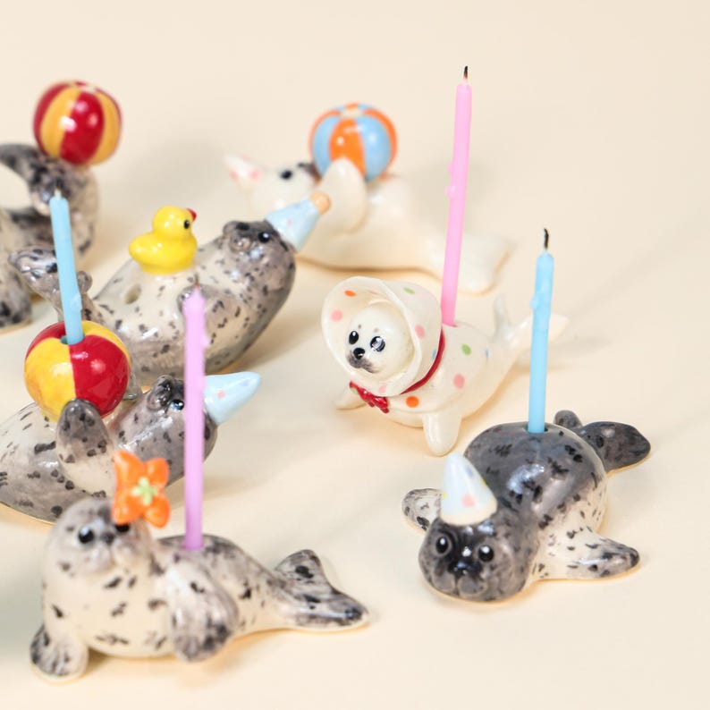 Handgefertigte Keramik Siegel Dekoration - bunte Kugel Ornament für Kuchen Topper Partyhut Kerzenhalter