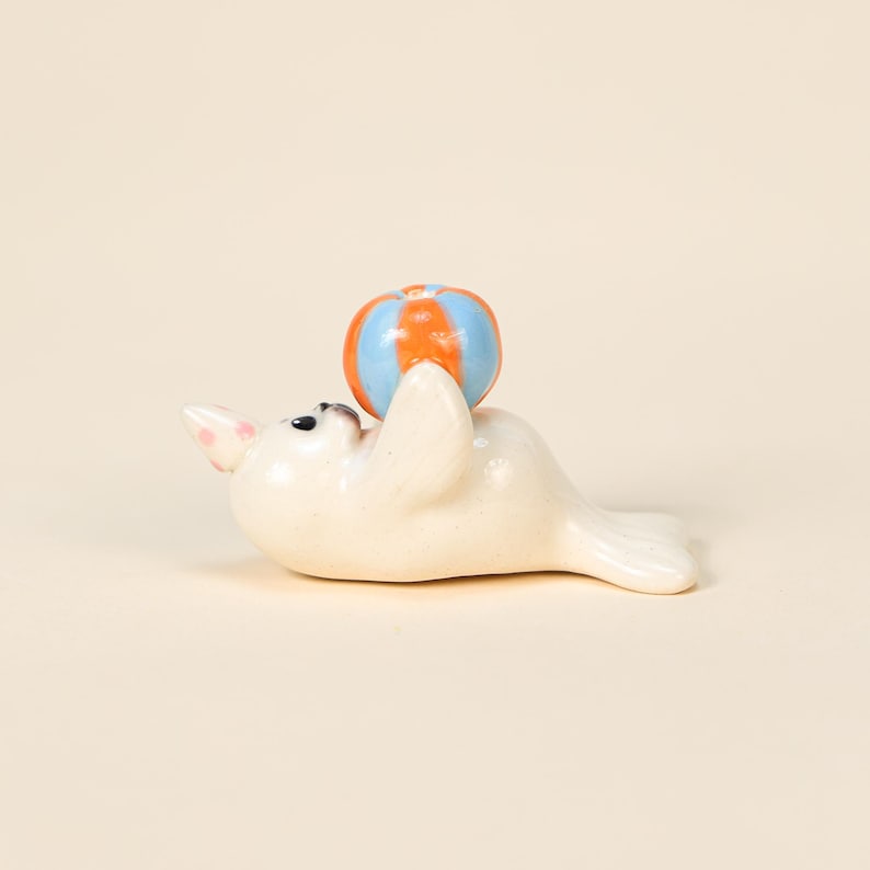 Handgefertigter Siegels Keramik Kuchen Topper mit Partyhut Kerzenhalter Tierfigur Geburtstagsdekoration