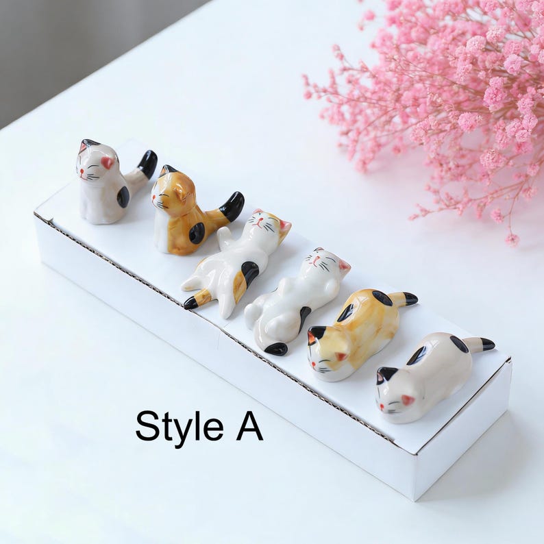 Keramik Pinsel Rest, Katze Essstäbchen Halter, Handgemachter Ton Schreibtisch Organizer, Kitty Figur