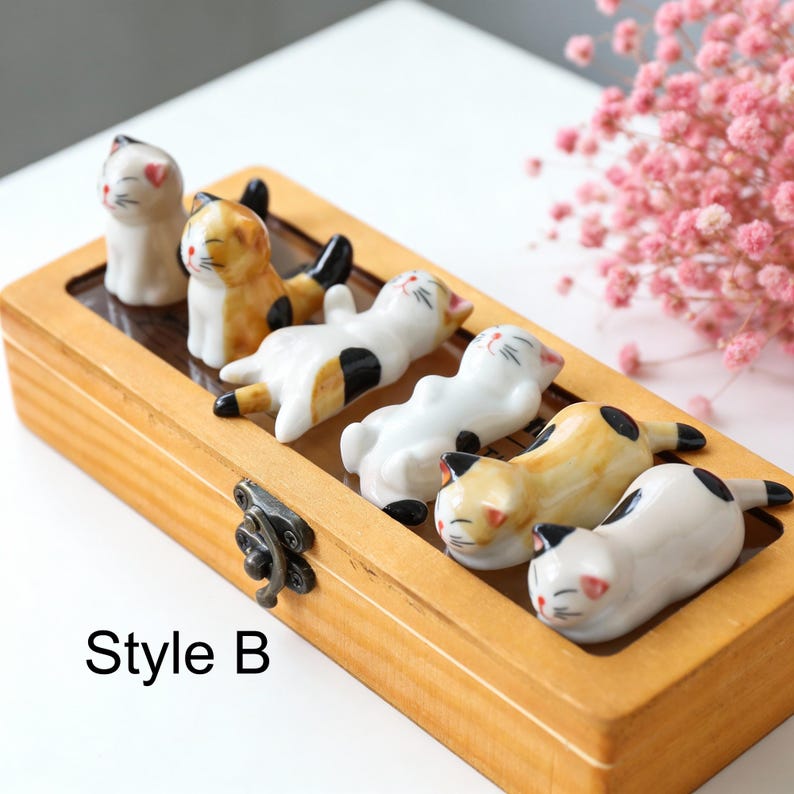 Keramik Pinsel Rest, Katze Essstäbchen Halter, Handgemachter Ton Schreibtisch Organizer, Kitty Figur