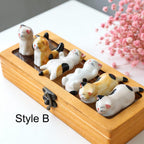 Keramik Pinsel Rest, Katze Essstäbchen Halter, Handgemachter Ton Schreibtisch Organizer, Kitty Figur