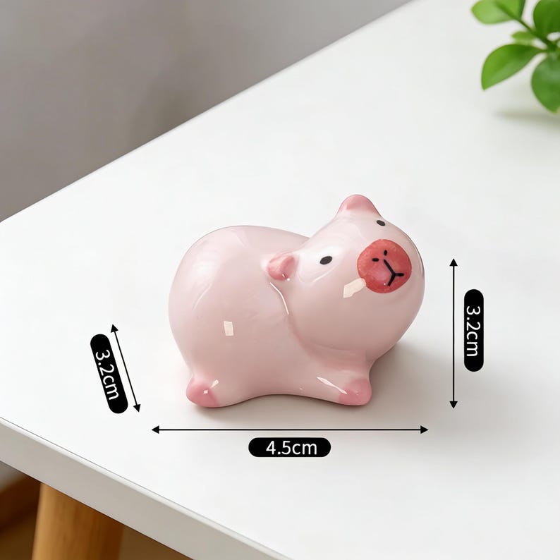 Handgemachter Keramik Capybara Stiftehalter, Essstäbchen Halter, Schreibtisch Organizer, Capybara Figur, Rosa oder Dunkelbraun