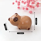 Handgemachter Keramik Capybara Stiftehalter, Essstäbchen Halter, Schreibtisch Organizer, Capybara Figur, Rosa oder Dunkelbraun