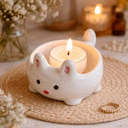 Keramik Häschen Teelichthalter, Kawaii Kaninchen Kerzenhalter, niedliches Tier Schmuck Schale, Ostern Tisch Dekor