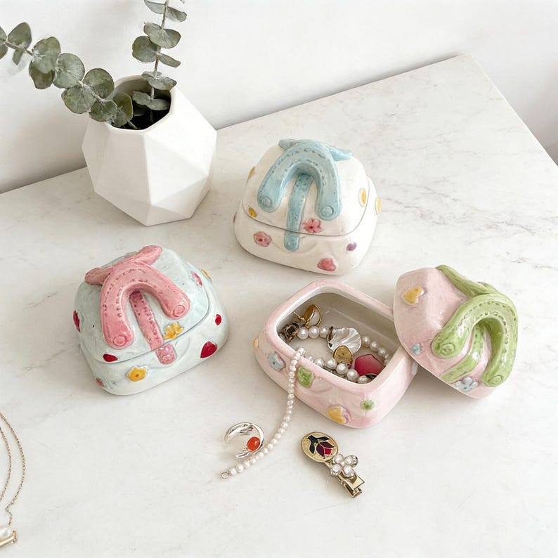 Handgefertigte Keramik Handtasche Schmuck Box - Kokette Ästhetik Aufbewahrungsbox
