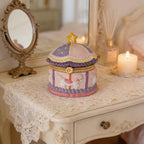 Karussell Pferd Ring Box - Pastell Keramik Schmuckschatulle mit Ringhalter