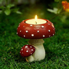 Pilz-Kerzenhalter – Harz, handgefertigt, für Teelichter, Winterdekoration