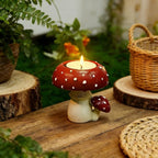 Pilz-Kerzenhalter – Harz, handgefertigt, für Teelichter, Winterdekoration