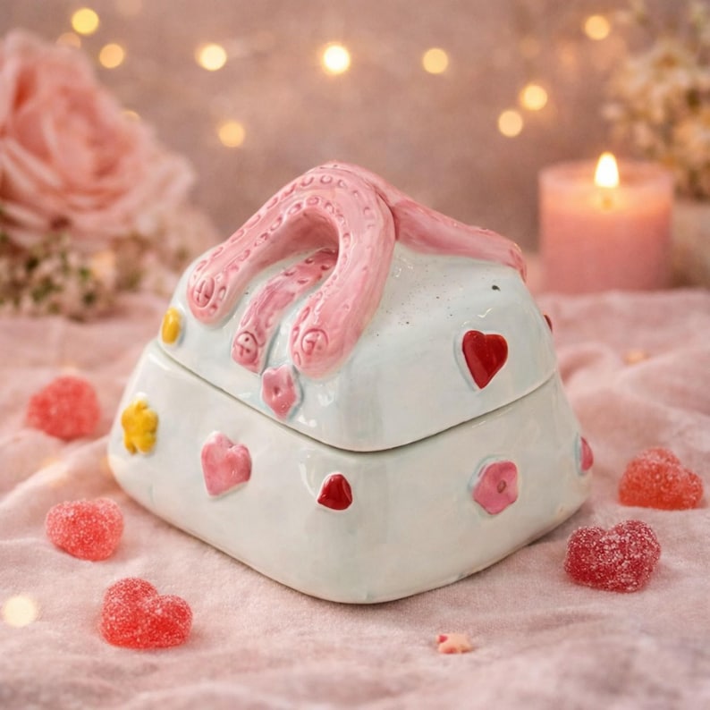 Handgefertigte Keramik Handtasche Schmuck Box - Kokette Ästhetik Aufbewahrungsbox