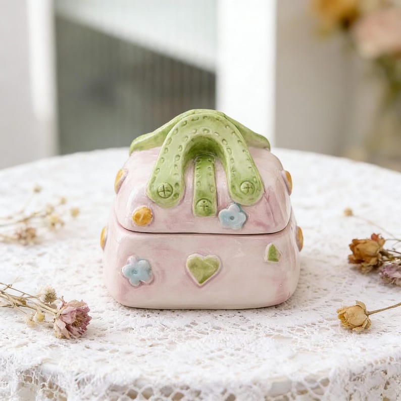 Handgefertigte Keramik Handtasche Schmuck Box - Kokette Ästhetik Aufbewahrungsbox