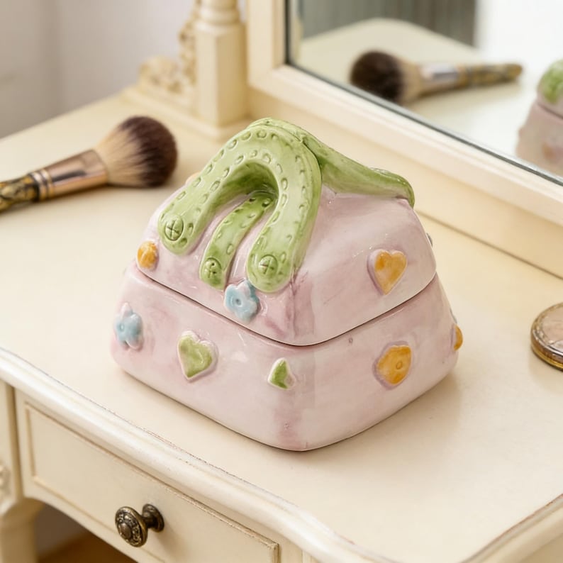 Handgefertigte Keramik Handtasche Schmuck Box - Kokette Ästhetik Aufbewahrungsbox