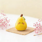 Keramik-Birnenfigur - Kawaii lächelnder Obst-Schreibtisch-Buddy, minimalistisches Zen-Dekor