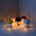 Handgefertigte Keramik Pilz-Nachtlicht, LED, LR44 Batteriebetrieben, 9.7 cm, Rot, Hellrosa, Gelb, Blau, Dunkelrosa, Schwarz