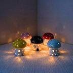 Handgefertigte Keramik Pilz-Nachtlicht, LED, LR44 Batteriebetrieben, 9.7 cm, Rot, Hellrosa, Gelb, Blau, Dunkelrosa, Schwarz