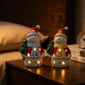 Keramik Schneemann Nachtlicht, Mini Weihnachten Schreibtischleuchte, LED, LR44