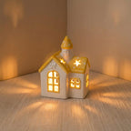 Keramik Kirche Nachtlicht, LED Schreibtischlampe, Christian Home Decor, Schlafzimmer Tischlicht