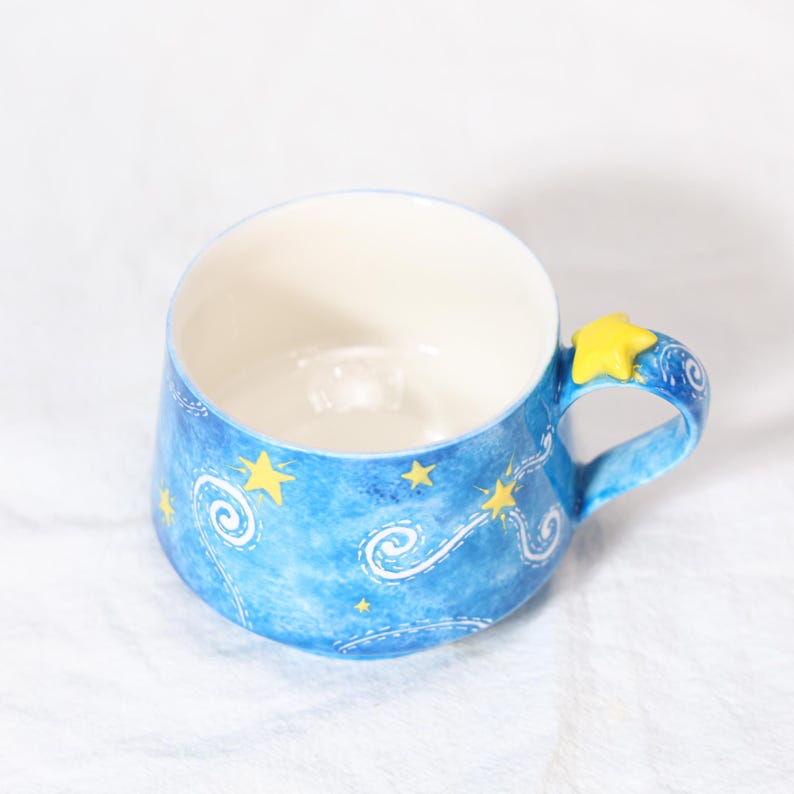 Sternennacht Keramik Wal-Tee-Set mit blauem Katzen-Griff