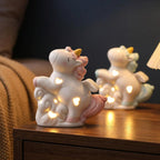 Handgefertigte Keramik Einhorn-Herz-Nachtlicht, LED Nachttischlampe für Mädchen, Rosa und Blau