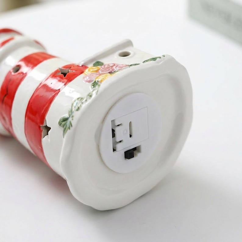 Keramik Leuchtturm Nachtlicht LED, Küstendekor, Nautische Schlafzimmer Dekor, Tischleuchte