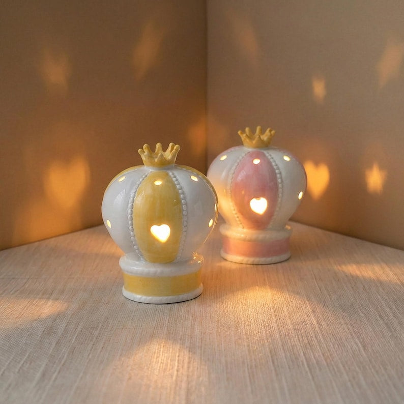 Mädchen Keramik Heißluftballon Nachtlicht mit Herz-Cut-Out, LED, 11 cm breit, 14,2 cm hoch