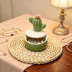 Kaktus Keramik Schmuckschatulle, grünes Trinket Aufbewahrungsglas, Boho Schreibtischdekor