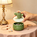Kaktus Keramik Schmuckschatulle, grünes Trinket Aufbewahrungsglas, Boho Schreibtischdekor
