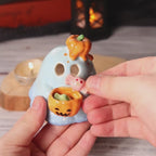 Niedliche Halloween Geist Kerzenhalter Handgemachte Keramik Kürbis Candy Korb Spooky Tisch Dekoration